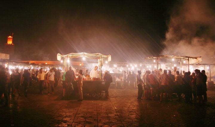 marrakech jemaa el fna, night, food market, busy marrakech jemaa el fna, night, food market, UNESCO World heritage site