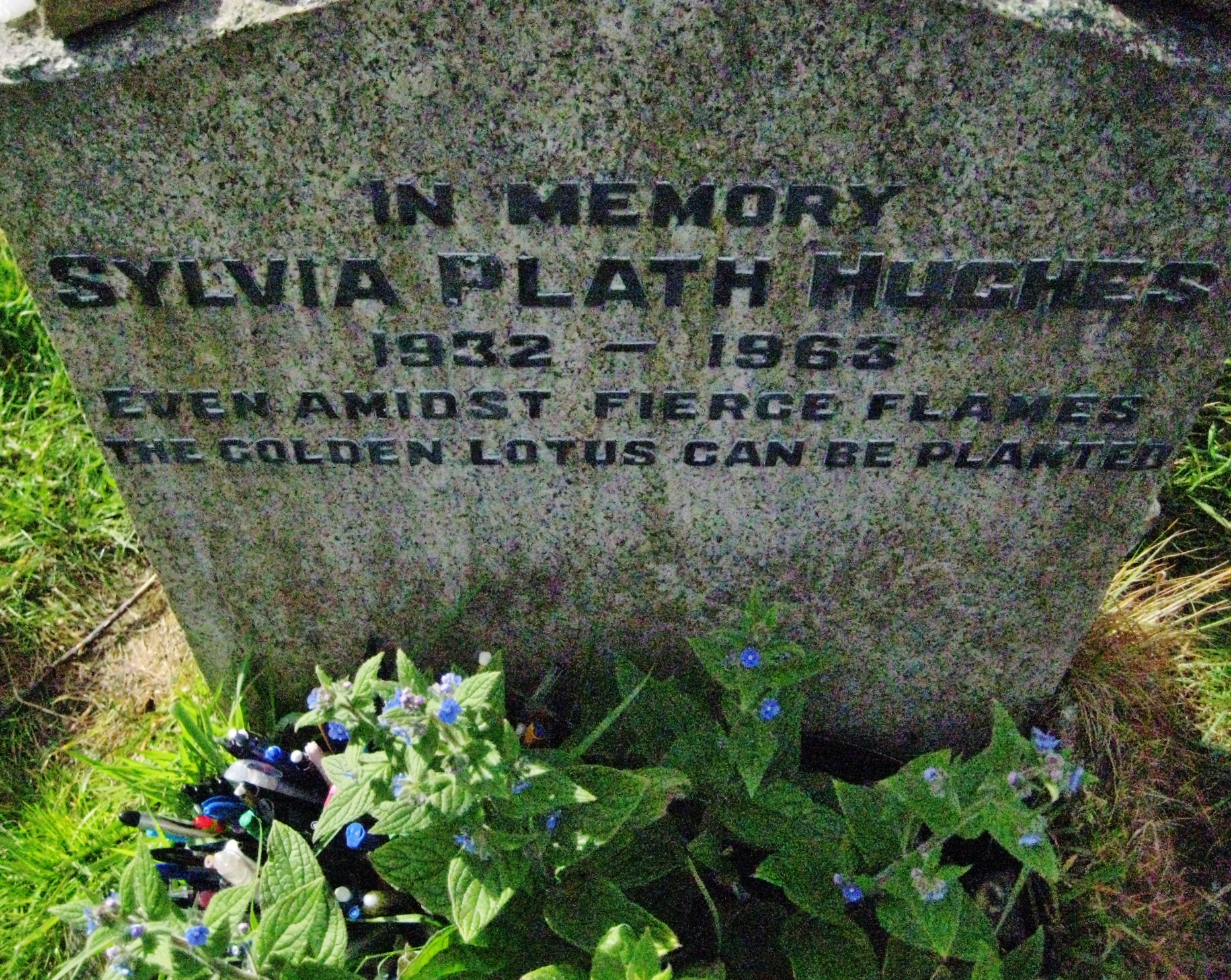 Sylvia Plath's grave in Heptonstall, West Yorkshire