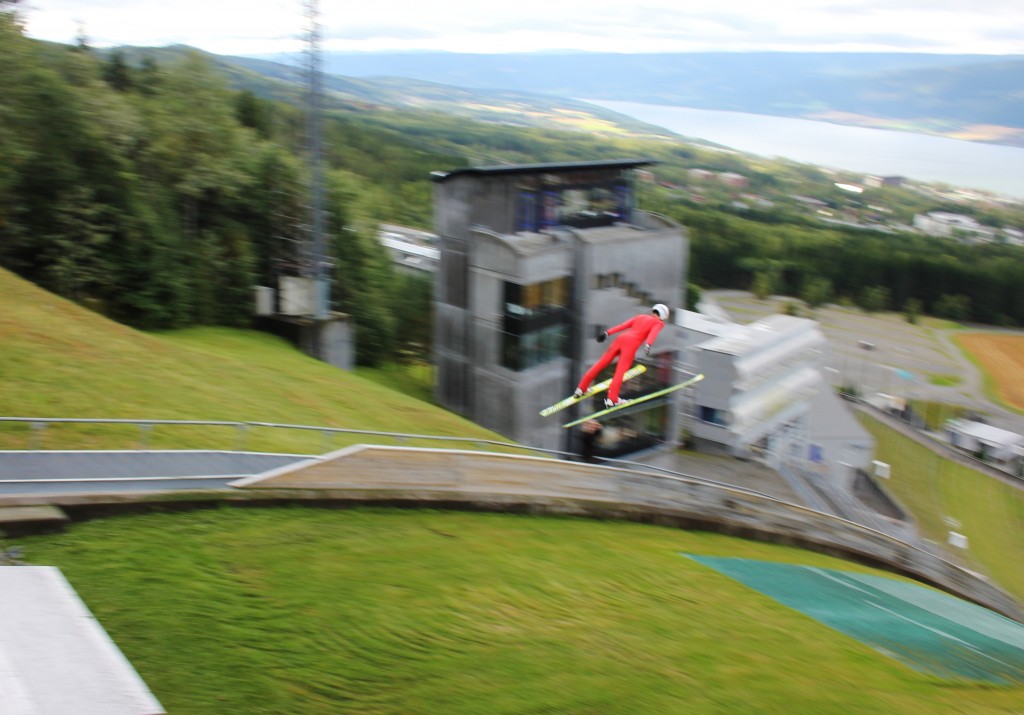 Ski slope in Lillehammer, skier