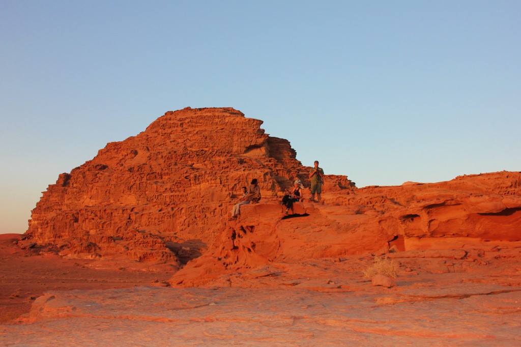 Waiting for sunset in Wadi Rum desert, night, evening