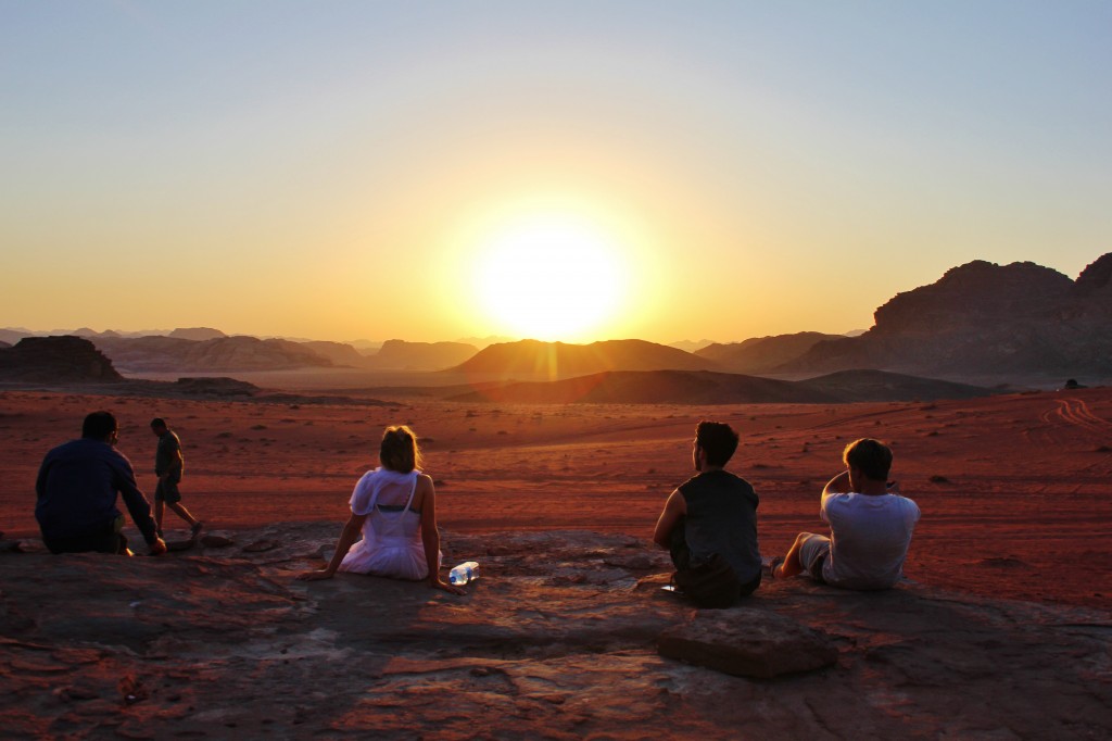 Sun setting in the Wadi Rum Desert, sunset, night
