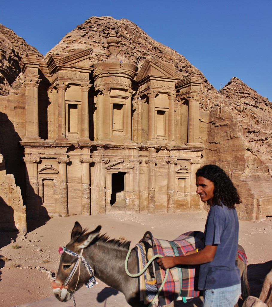 The Monestery in Petra, Bedouin and Donkey