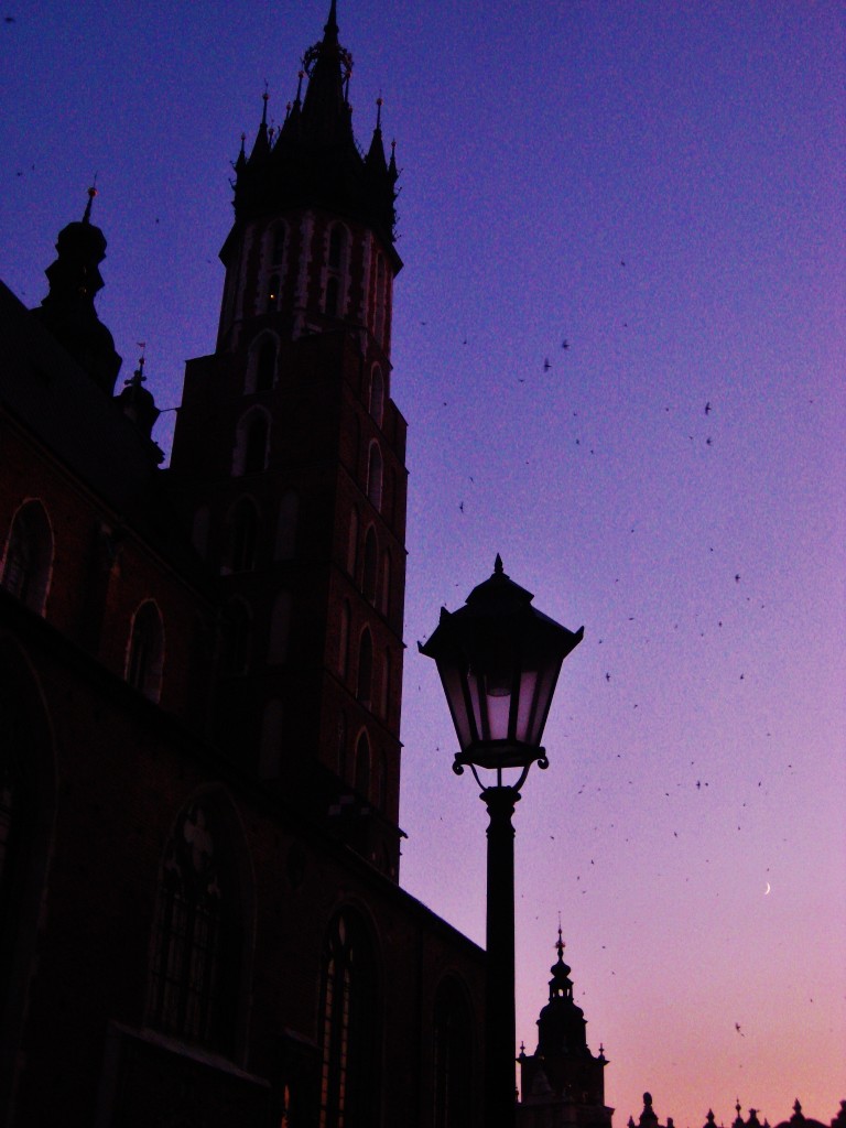 St. Mary's Church, Krakow, main square, night, UNESCO, romantic europe