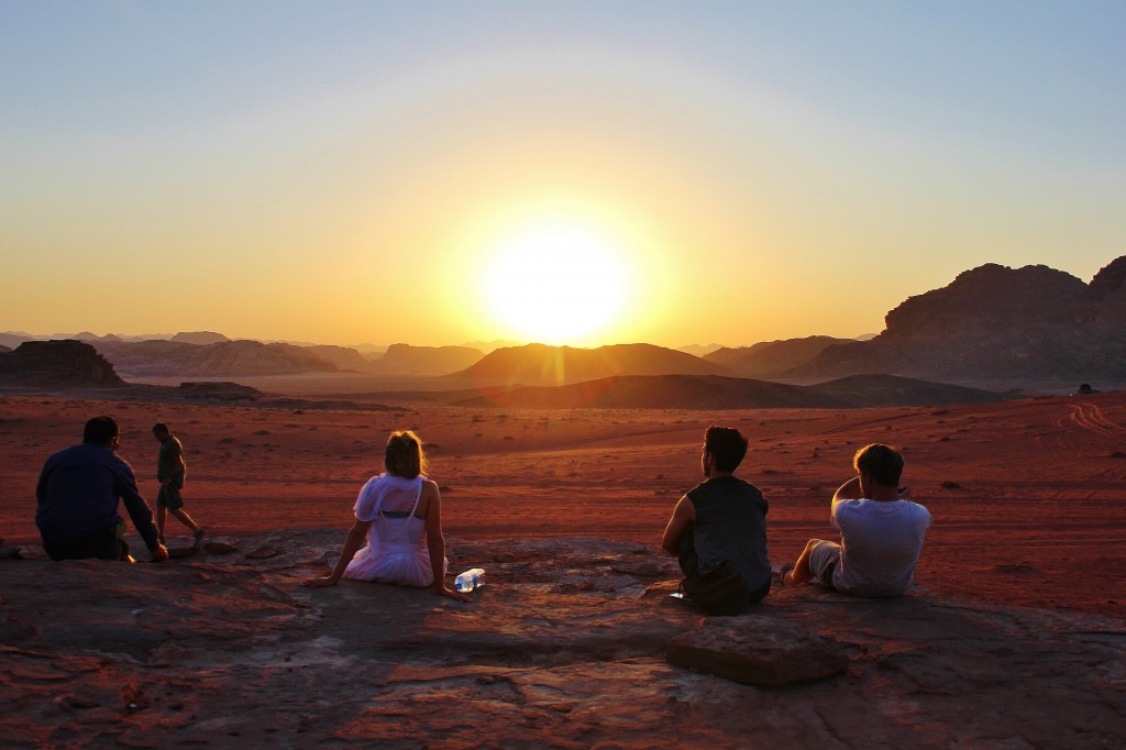 Sunset Wadi Rum Desert, night, jordan