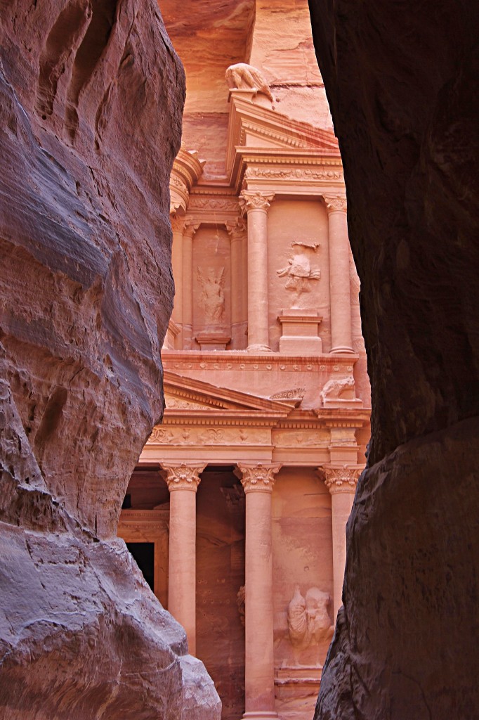 Treasury from Siq, Petra, Jordan, carvings