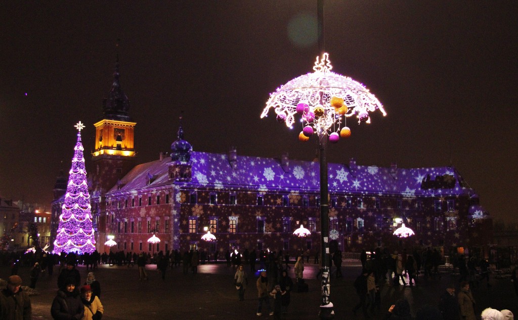 Warsaw, Old Town, Christmas, Palace, lights