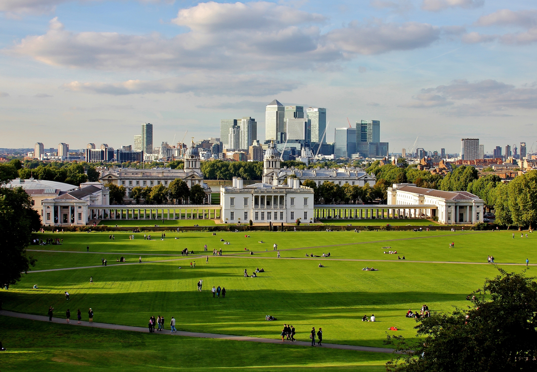 Panoramic view of London from the Royal Observatory in Greenwich