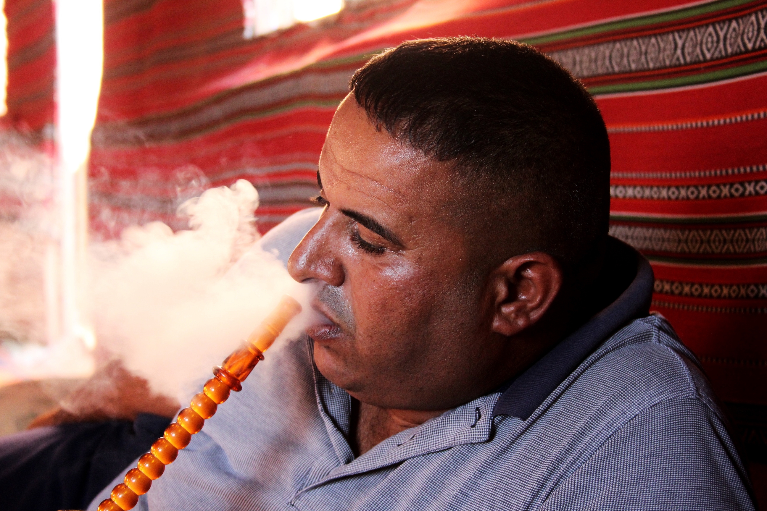 Mikkled smoking a Shisha in Wadi Rum