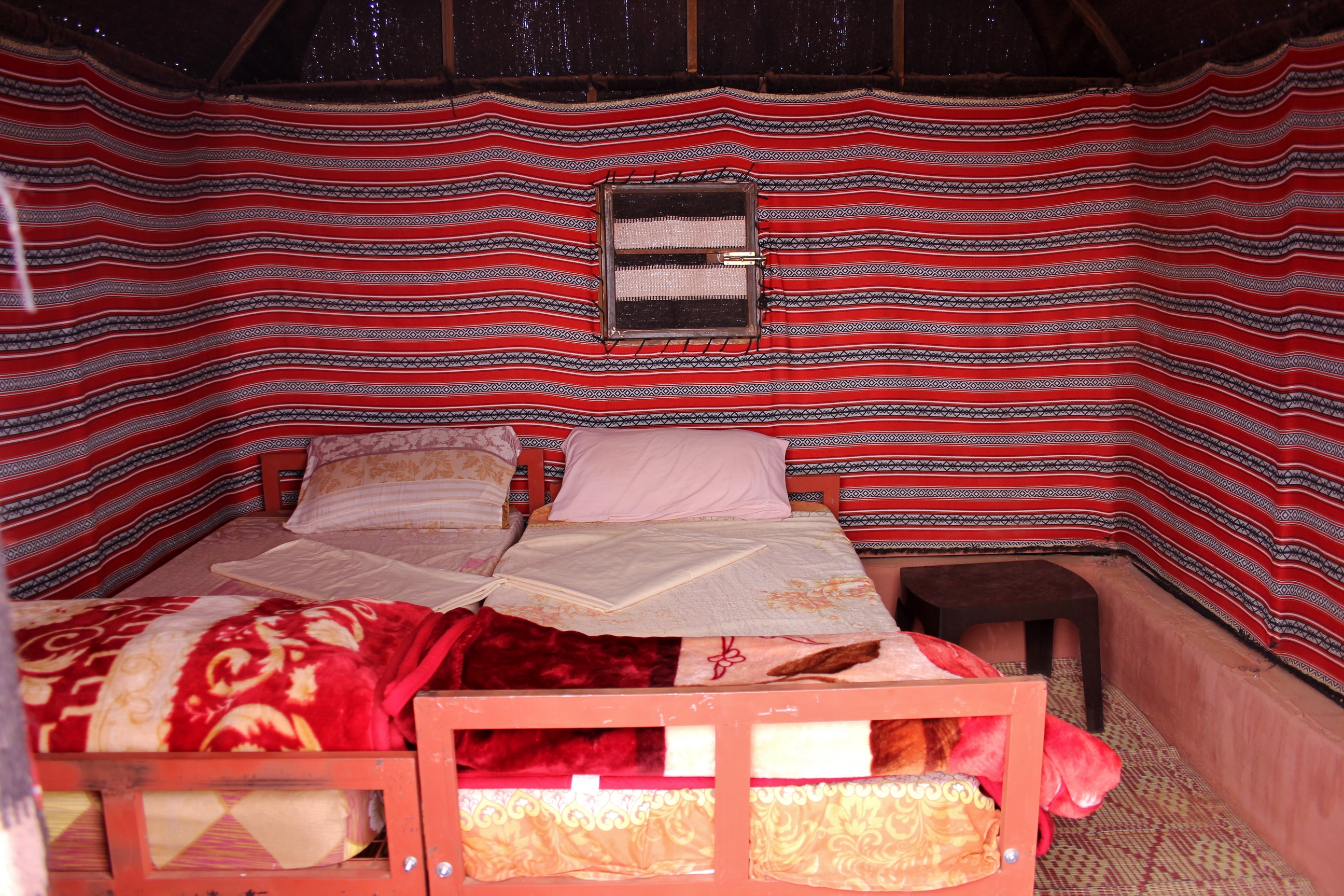 Inside my tent cabin in Wadi Rum