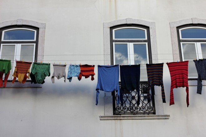 Clothes on a washing line in Lisbon