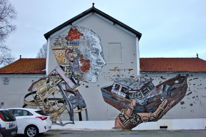 Vhils, street artist, Lisbon