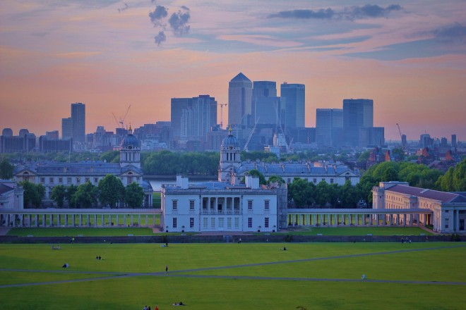 London sunset, Greenwich Park