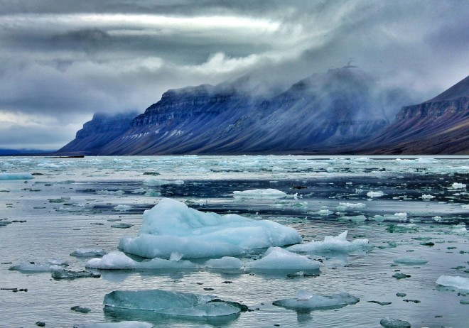 Svalbard landscape, ice floes