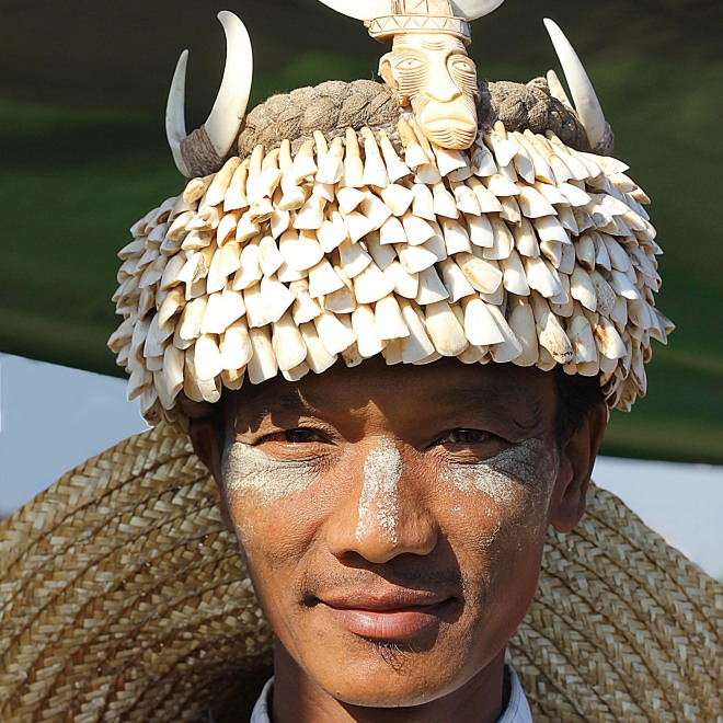 Burmese man wearing Thanaka