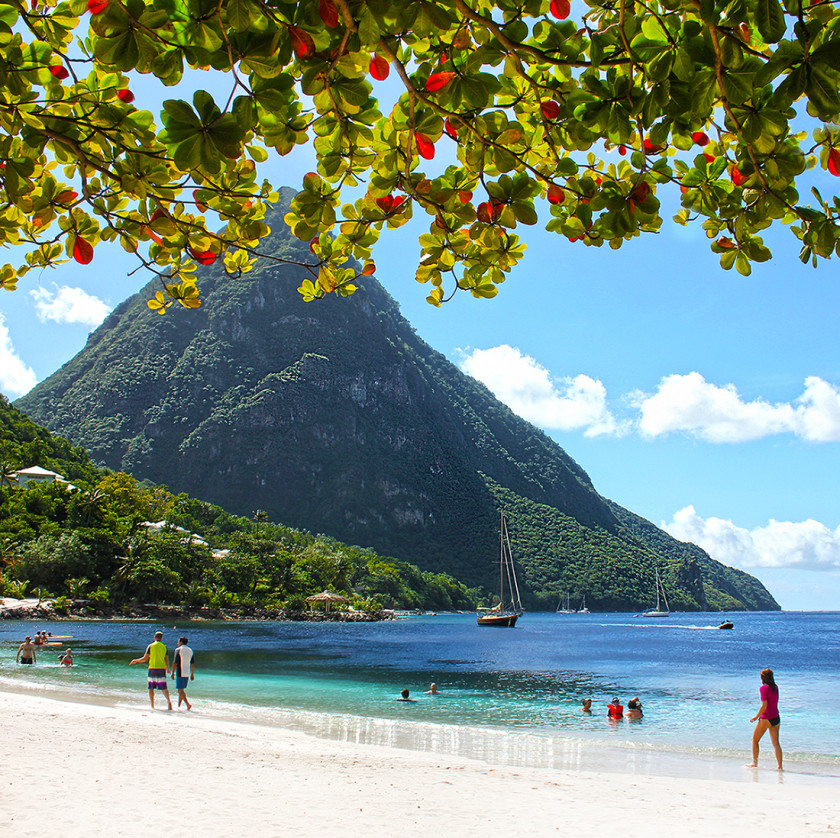 Sugar Beach overlooking the Pitons in St Lucia