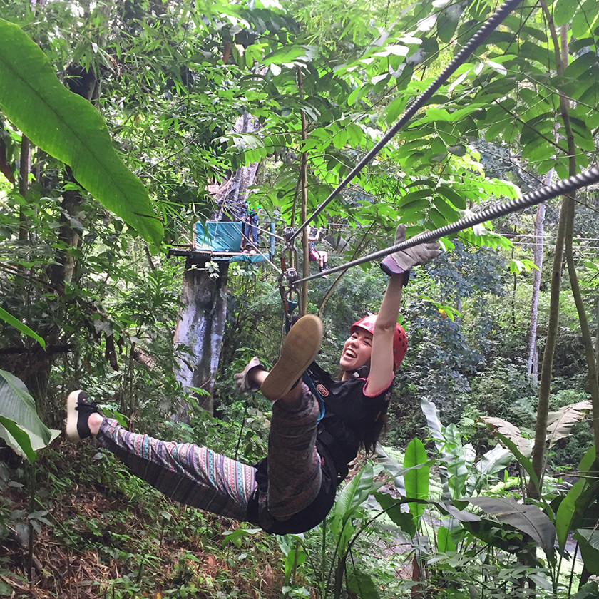 Zip Lining through the rainforest in St Lucia