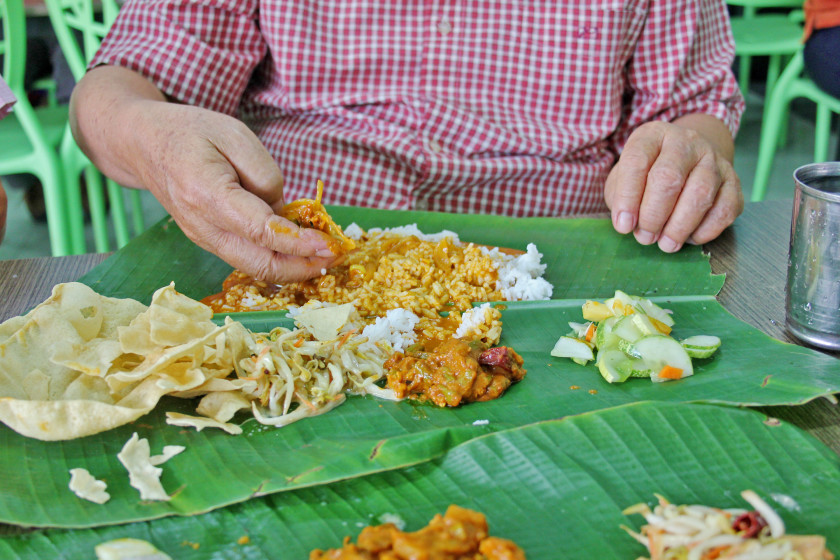 Indian-Malaysian food served in Melaka.