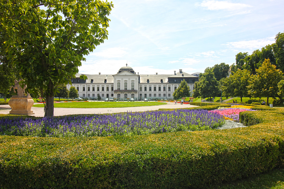 Sculpture park and Grassalkovich presidential palace in Bratislava