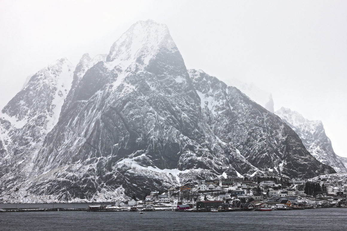 Reine in the Lofoten Islands, surrounded by towering peaks.