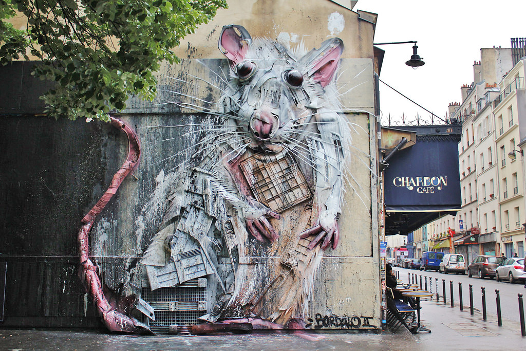 Street art in Paris by Bordalo II