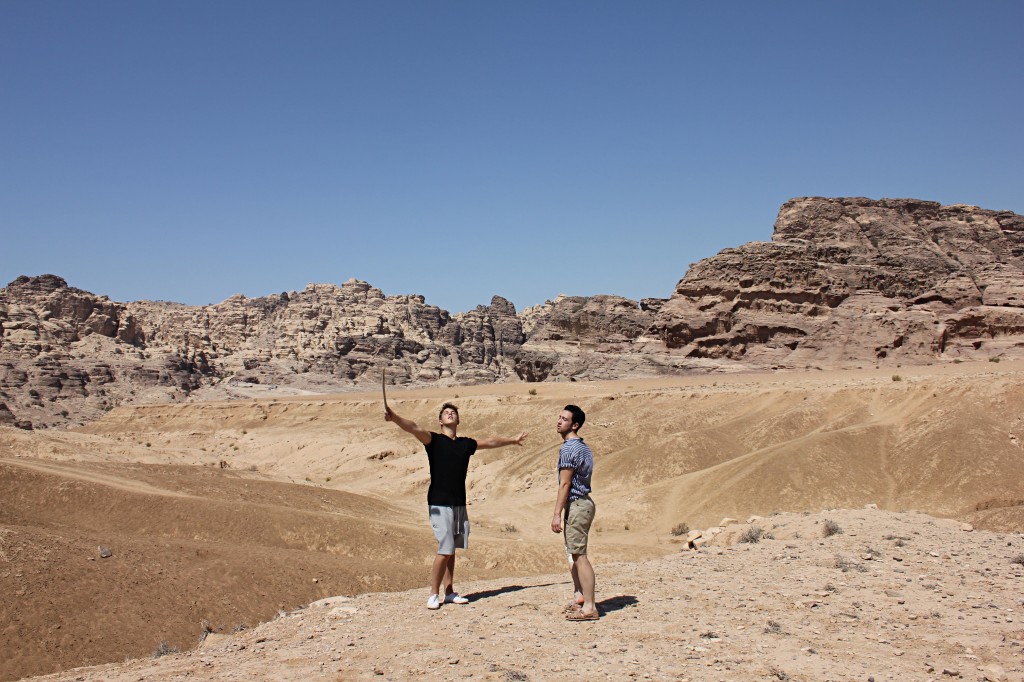 Trekking through Little Petra, Jordan, desert