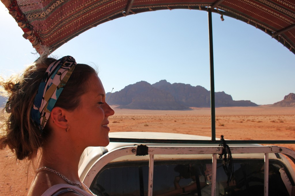 Jeep in Wadi Rum Desert 4x4 exploring, Jordan, Safari, girl, bedouin, UNESCO