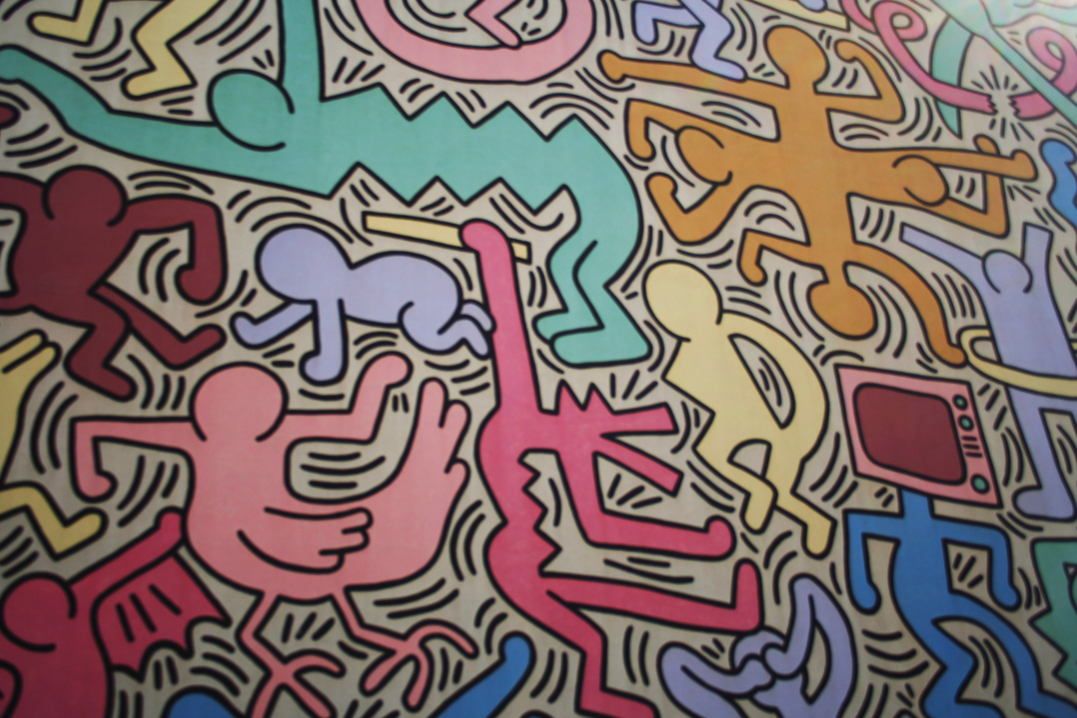 Keith Haring, Wall Mural, street art, Pisa, Graffiti, Italy - The