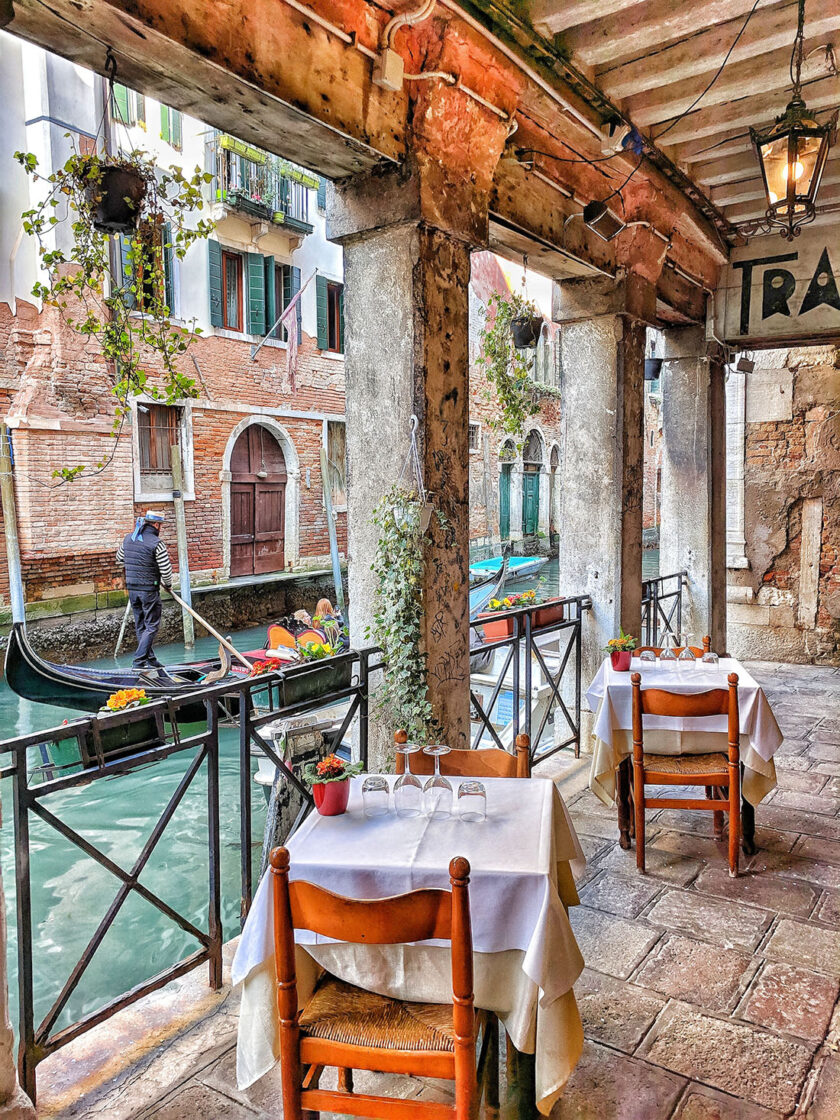 Venice restaurant with canal view