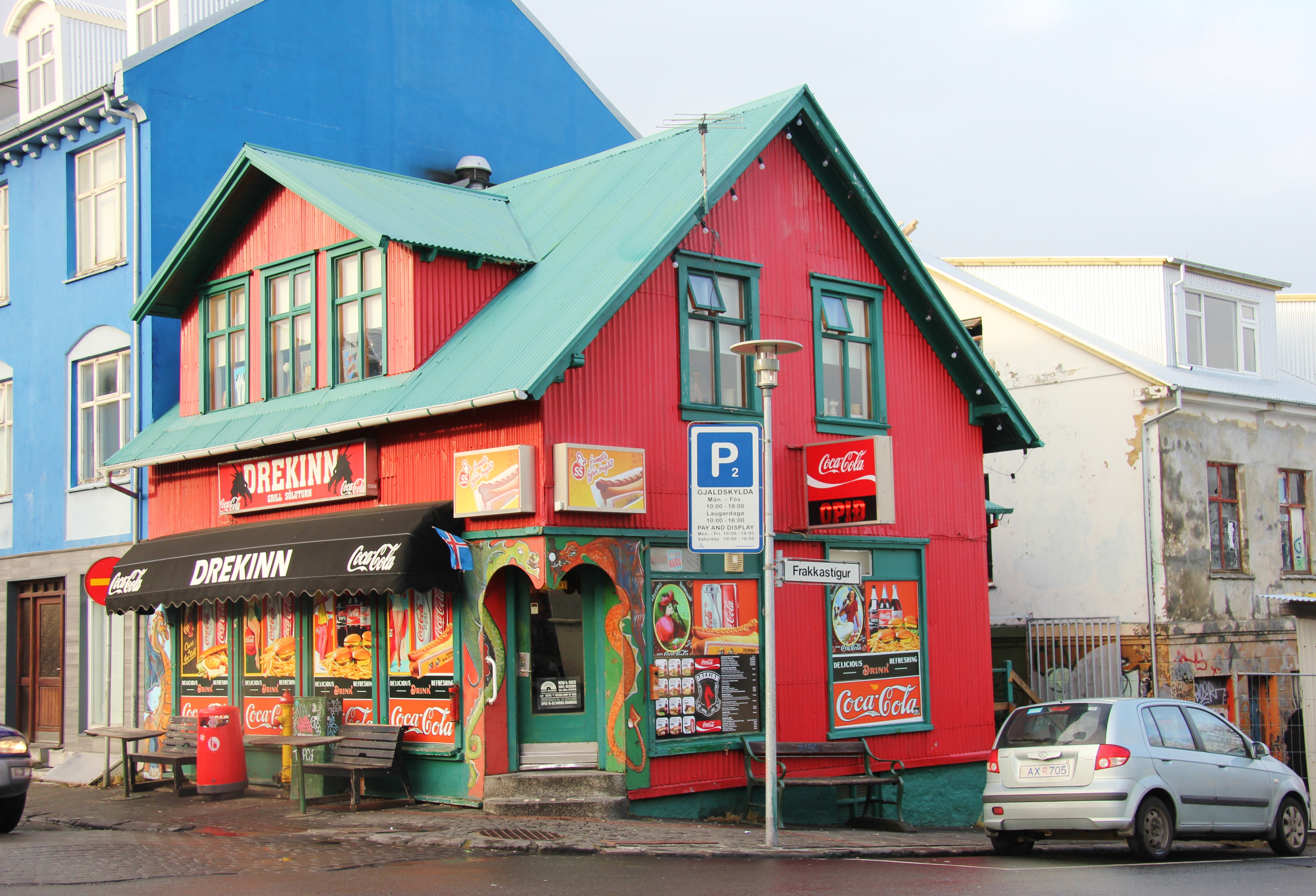 Bright coloured building, Reykjavik, iceland