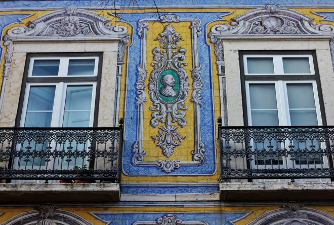 Azulejos tiled buildings in Lisbon