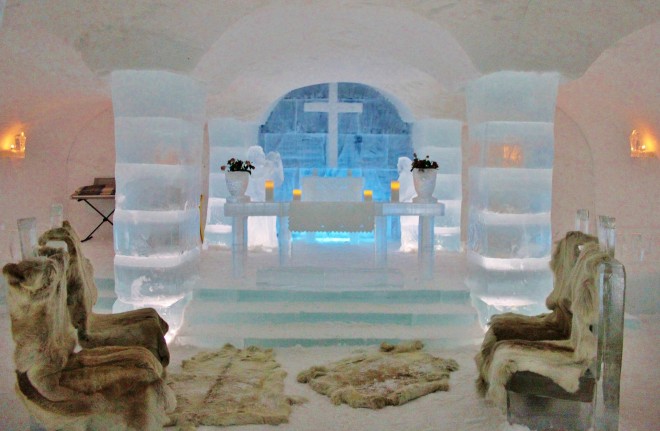 The Ice Chapel inside the Igloo Hotel in Alta