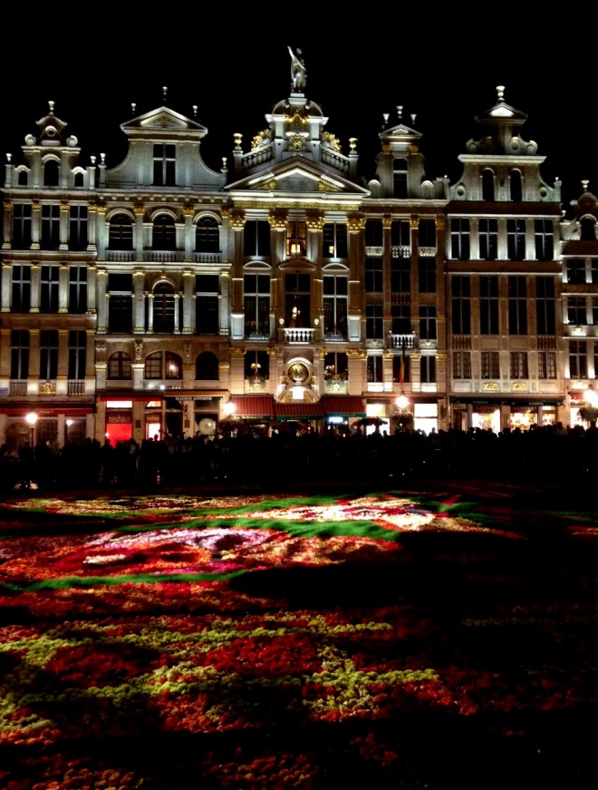 The Grand Place at night with Flower Carpet