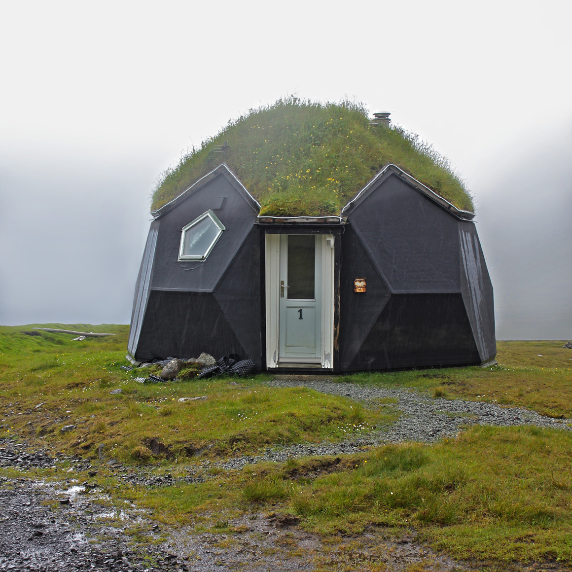 Eco home with turf roof in Faroe Islands