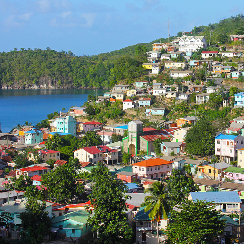 Colourful town of Canaries in St Lucia