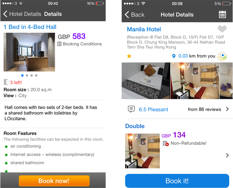 Hotel prices in Hong Kong