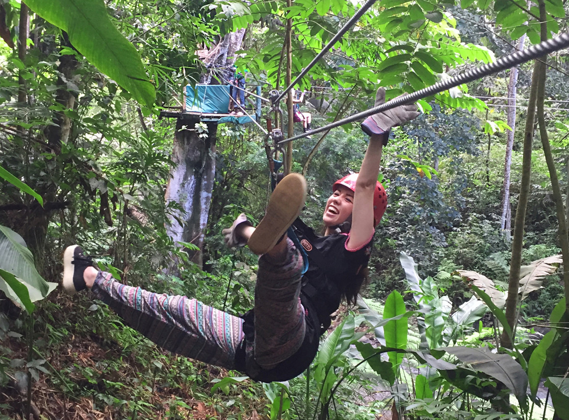 Zip Lining through the rain forest in St Lucia