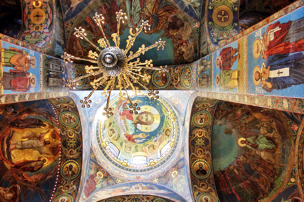 Church of out Saviour on Spilled Blood - explore the interior cladding in gold mosaics 