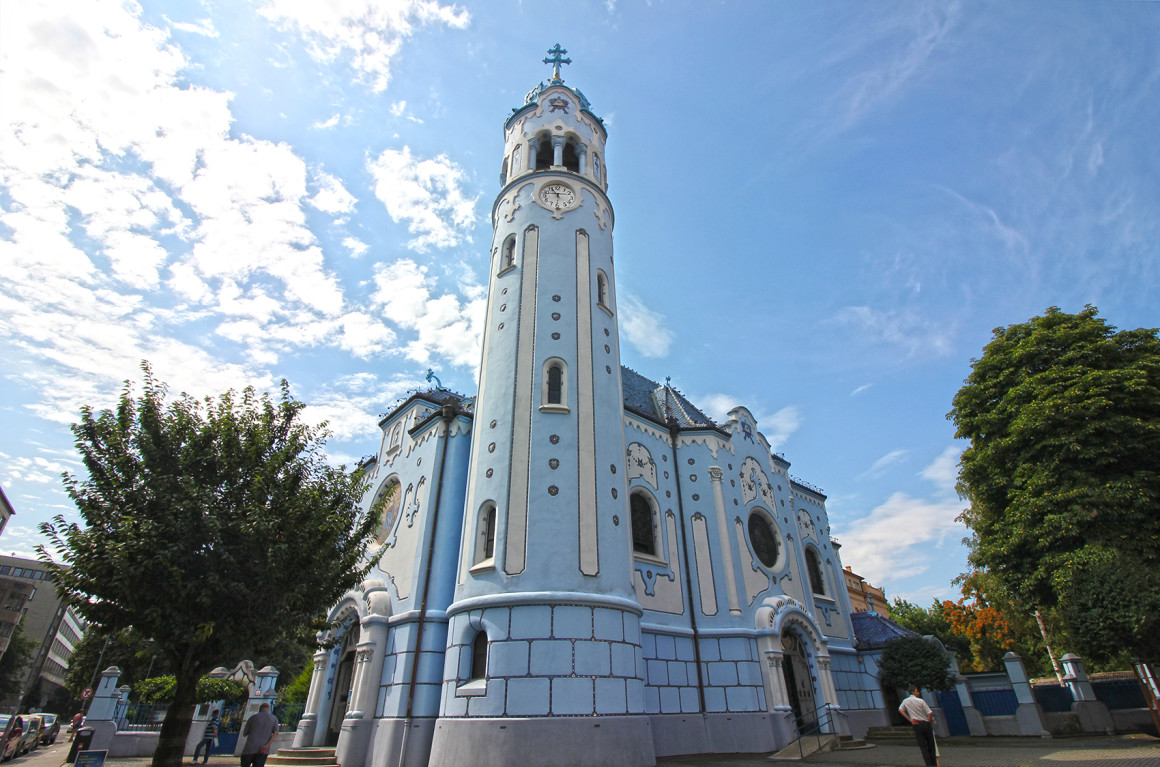 The Blue Church in Bratislava . A blog about getting the train between Budapest - Bratislava - Vienna