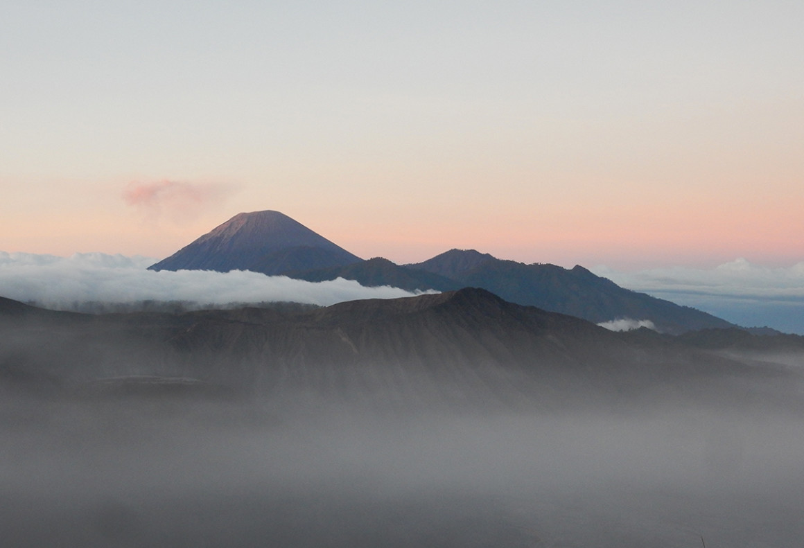 Clouds passing slowly across Mount Bromo, Indonesia