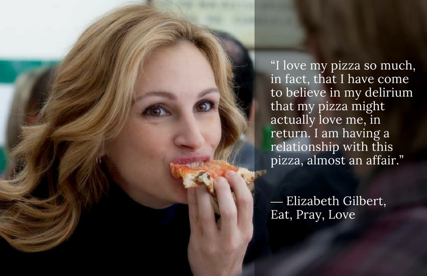 Julia Roberts during Eat Pray Love, eating at L’ Antica Pizzeria da Michele in Naples, Italy
