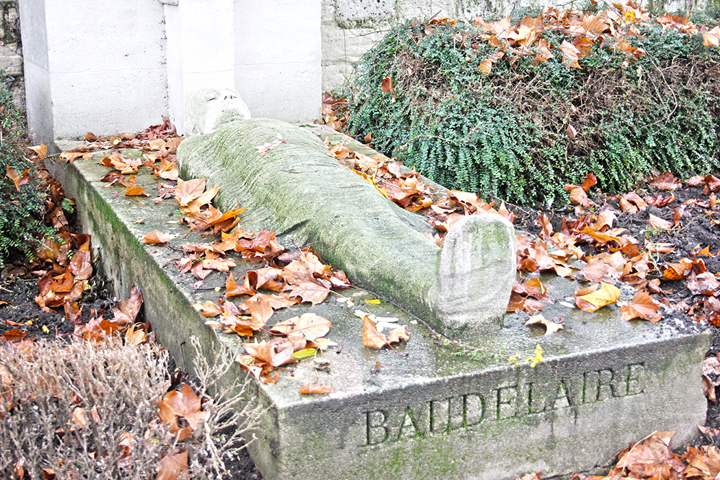 The cenotaph of Baudelaire in Montparnasse Cemetery in Paris