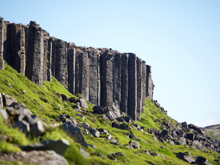 Gerðuberg basalt cliffs on Snaefellsnes peninsula, Iceland-