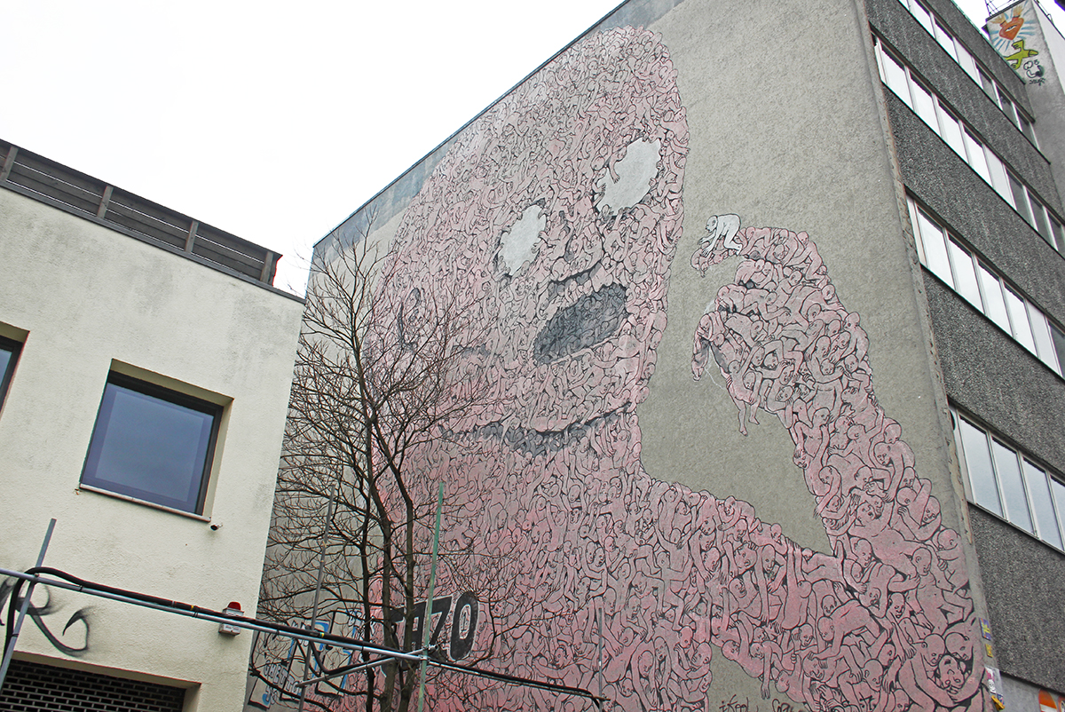 Pink Man by BLU - art guide to Berlin, including museums, architecture and street art