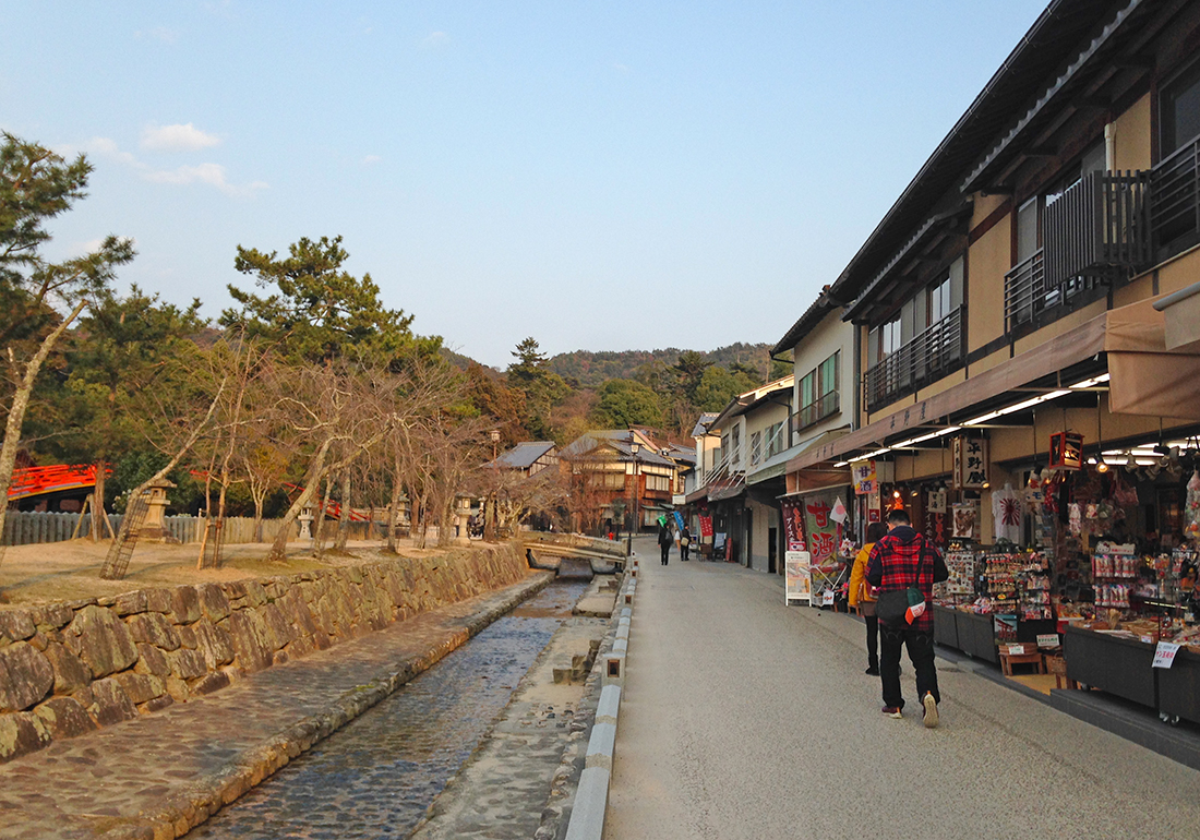 The small town centre of Miyajima Island