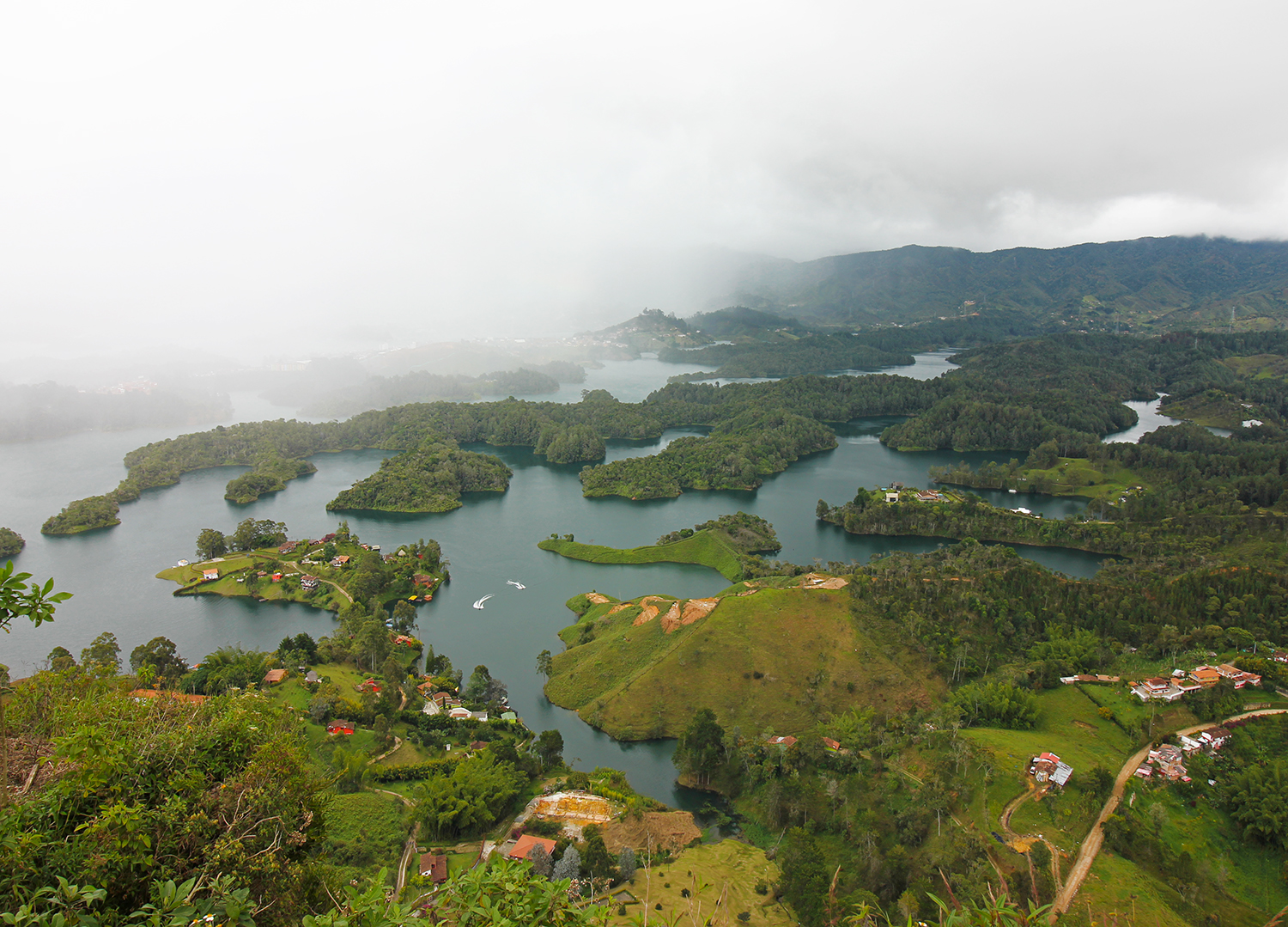 Climbing the huge rock of Guatape - panoramic view from the top