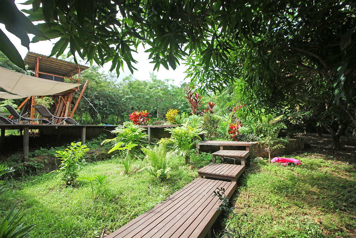 Garden inside Villa Yira Eco-Hotel nearby Tayrona National Park, Colombia