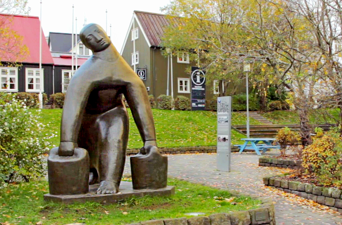 The Water Carrier sculpture in Reykjavik, Iceland