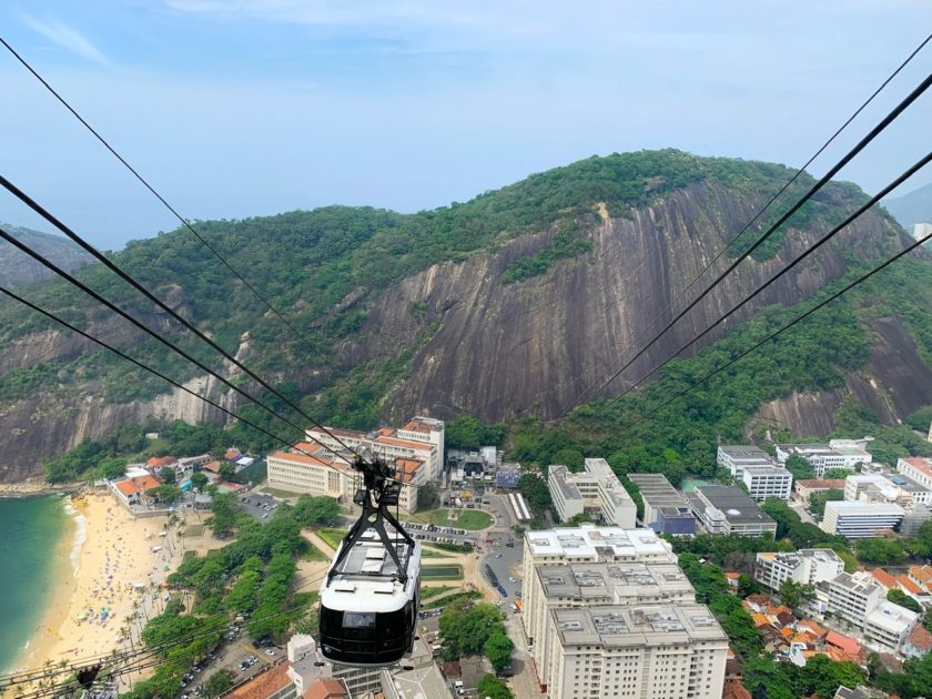 Getting the cable car to Sugarloaf Mountain in Urca, Rio de Janeiro