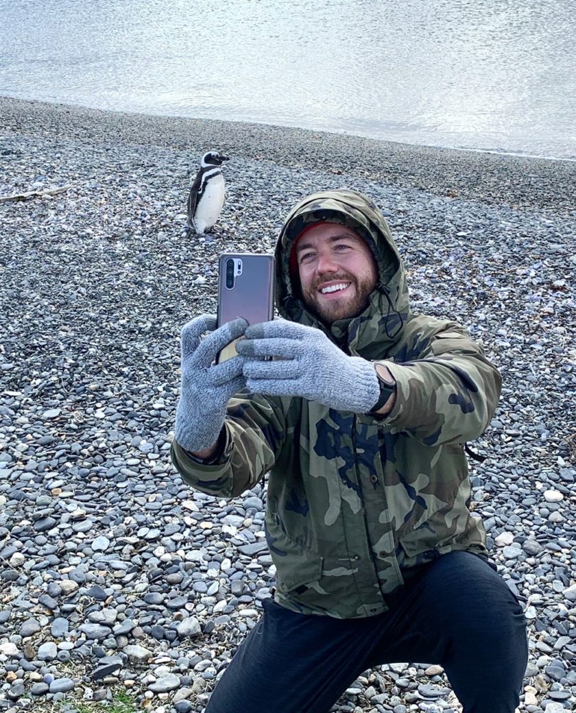 Taking a selfie with a penguin on Martillo Island, Ushuaia, Patagonia