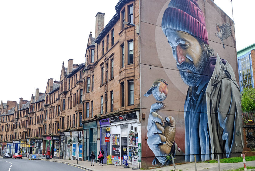 St Mungo street art in Glasgow by Smug